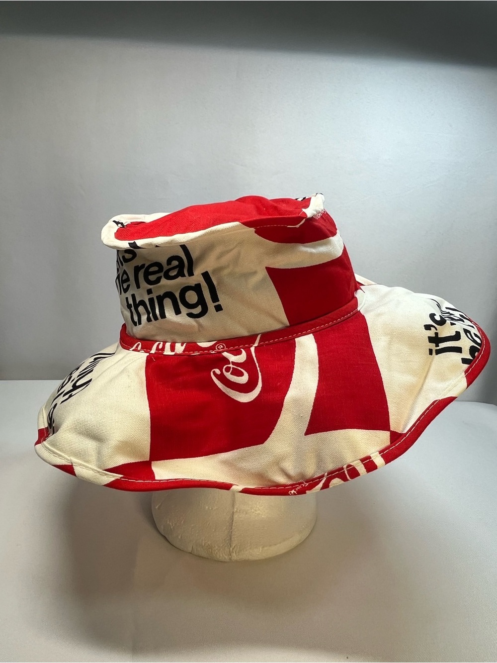 Vintage Coca-Cola Bucket Sun Hat It's The Real Thing Red White Cotton Small